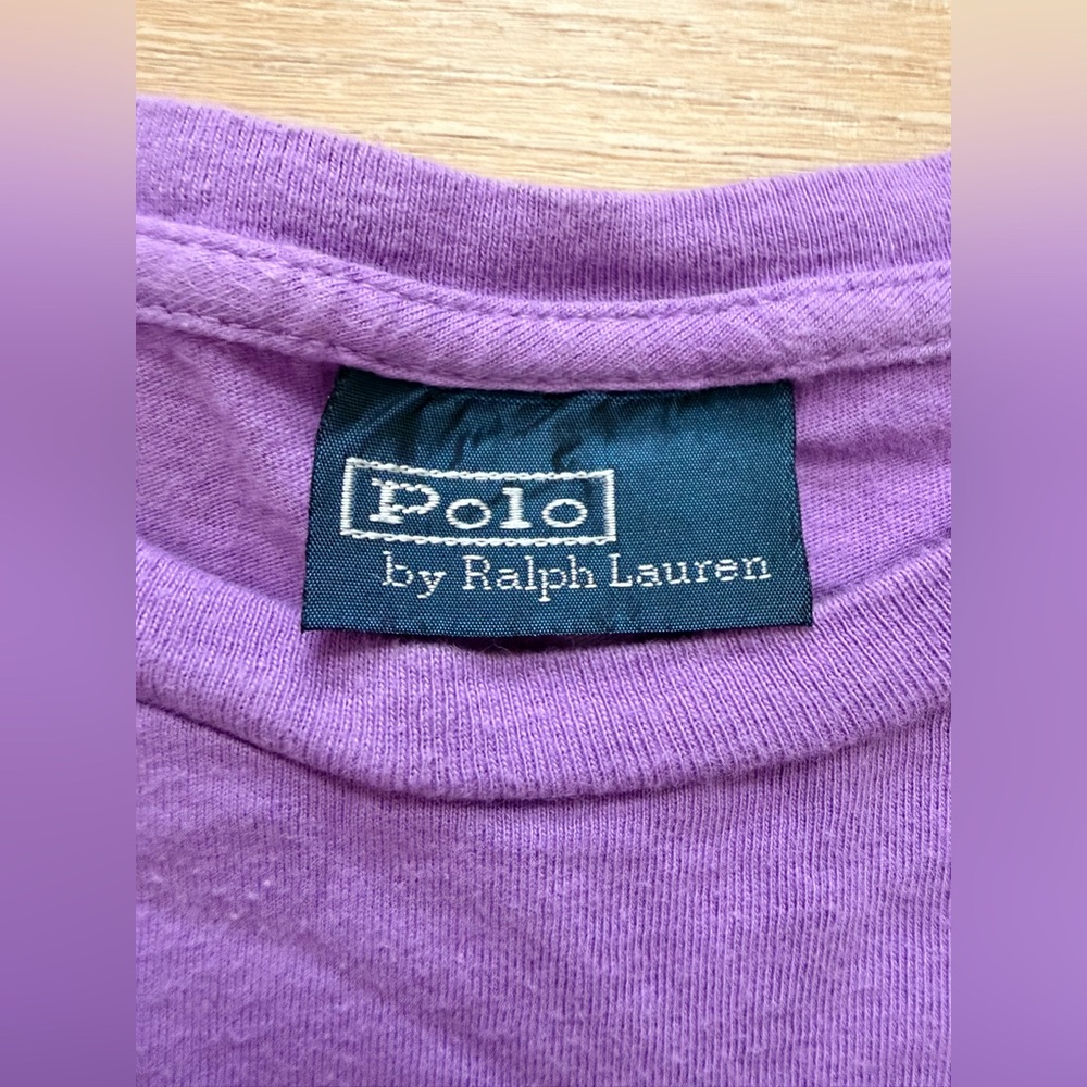 Vintage Polo By Ralph Lauren Single Stitch Pony Logo T-Shirt XL-L Purple - Picture 2 of 6
